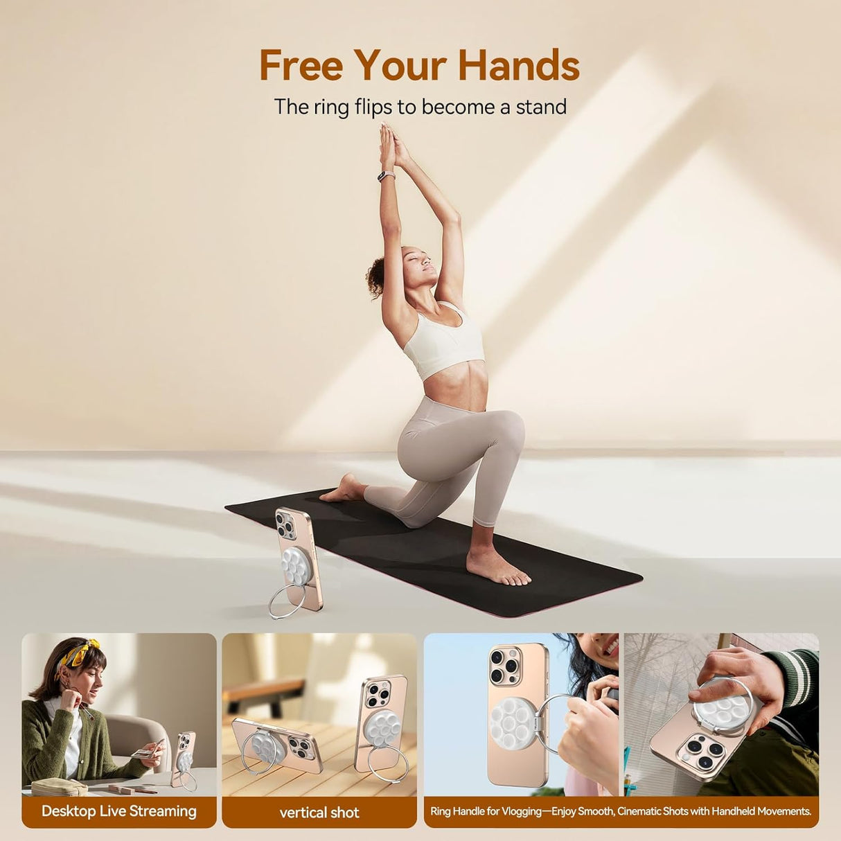 Magnetic Suction Phone Holder with Makeup Mirror by Telesin