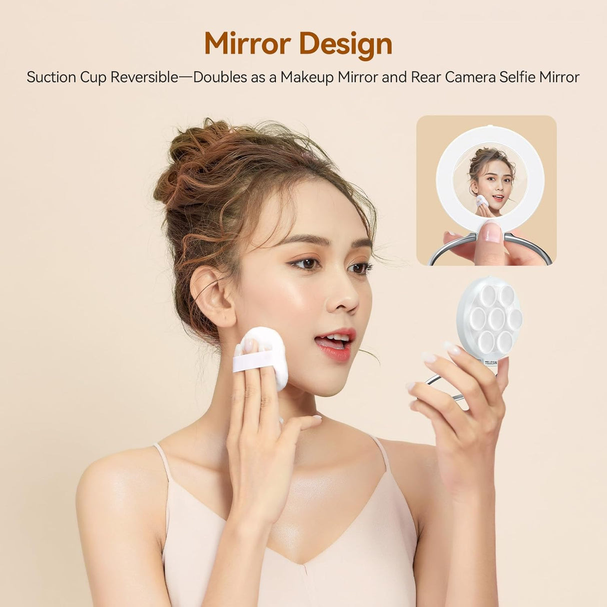 Magnetic Suction Phone Holder with Makeup Mirror by Telesin