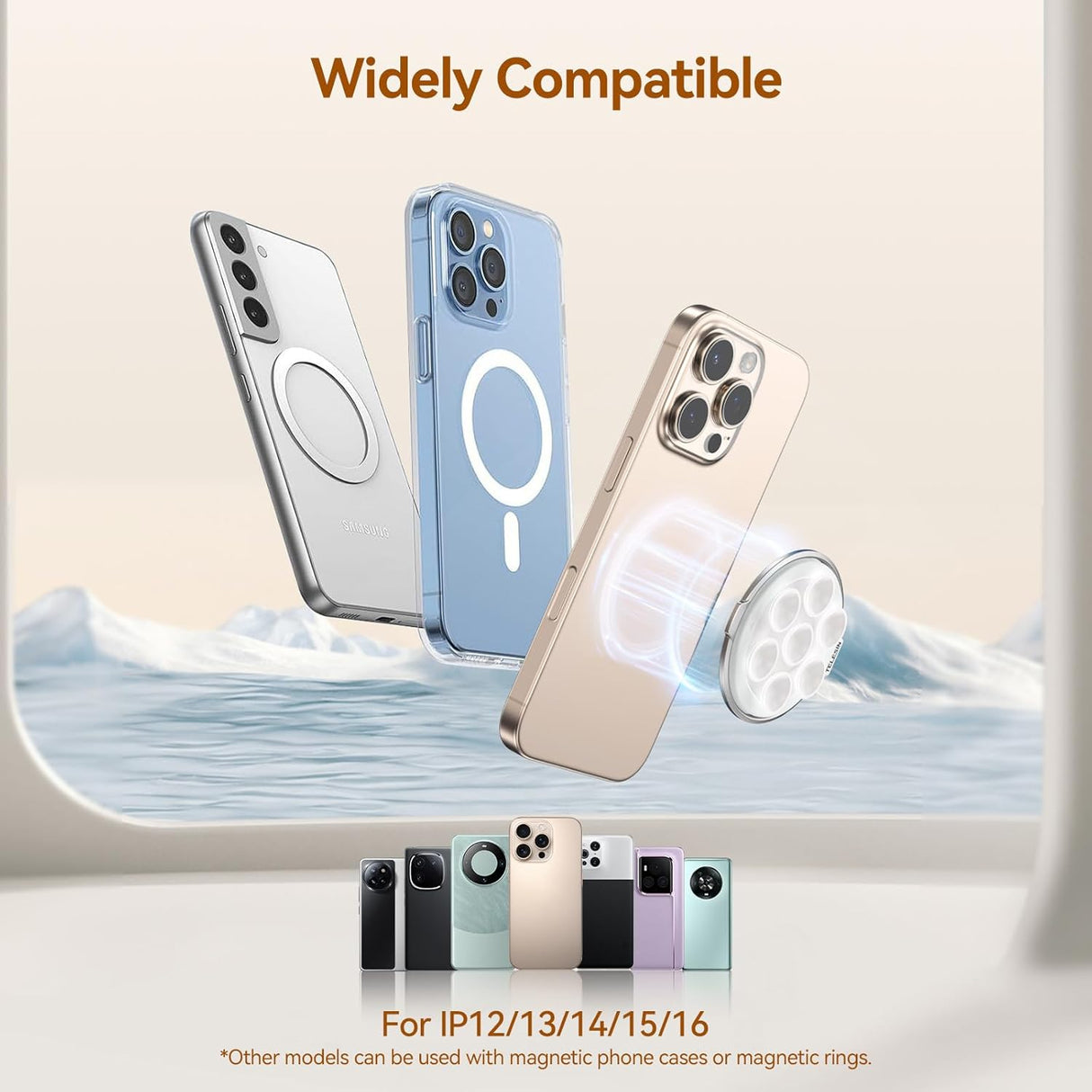 Magnetic Suction Phone Holder with Makeup Mirror by Telesin