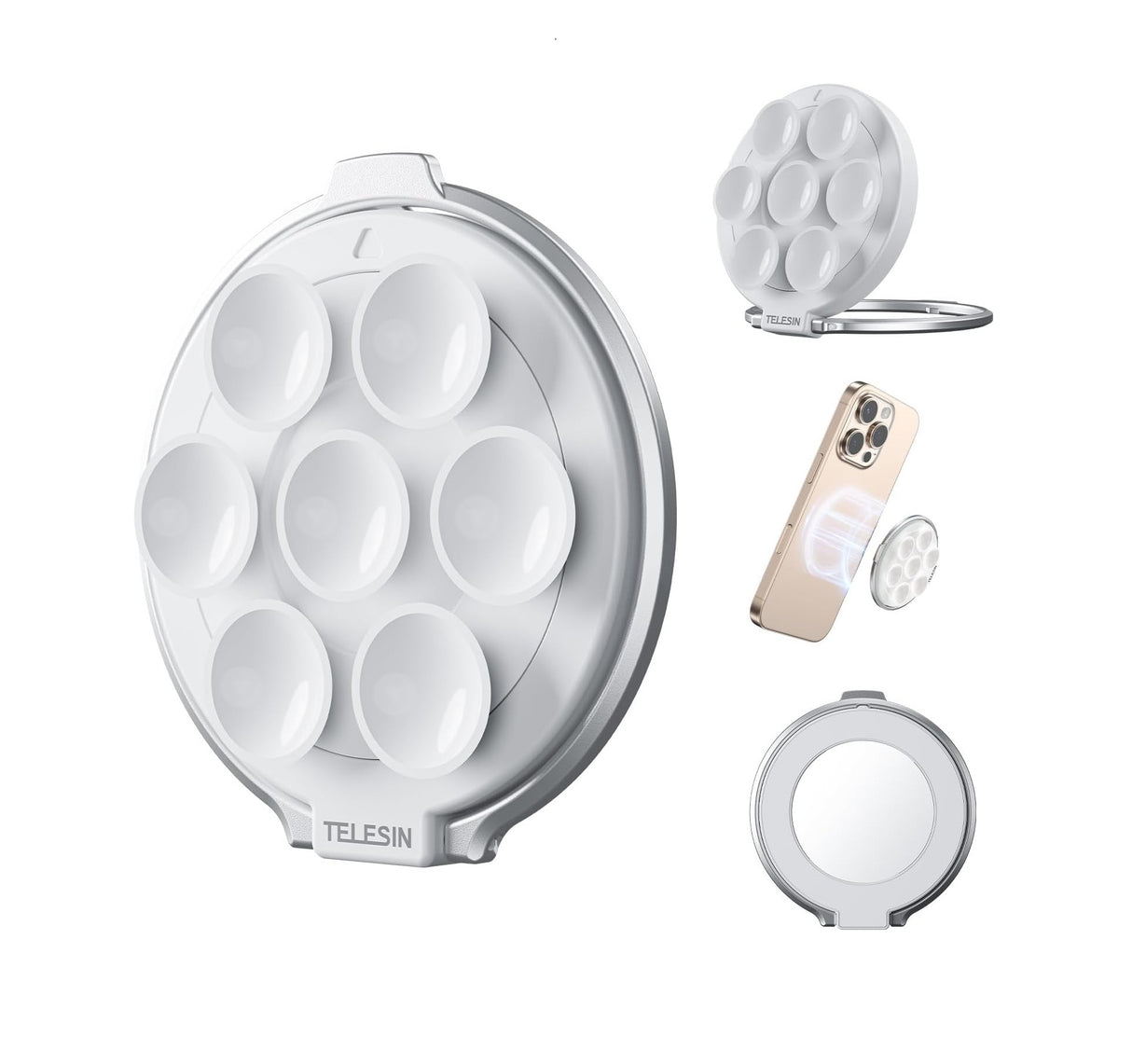 Magnetic Suction Phone Holder with Makeup Mirror by Telesin