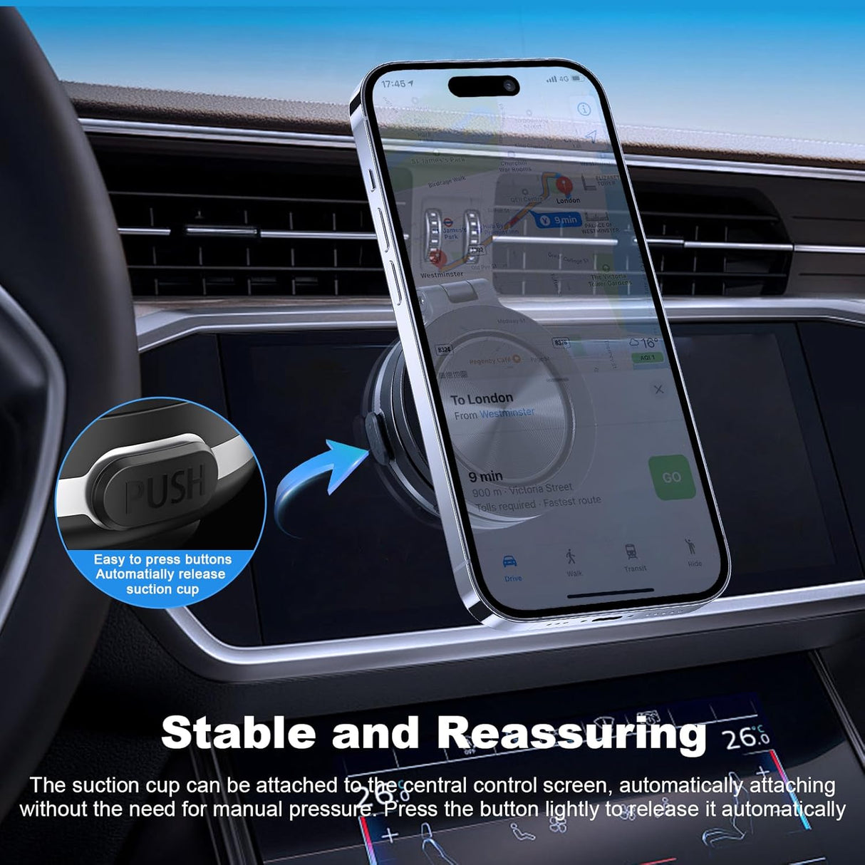 Magnetic Vacuum Suction Phone Holder C1 - 360 Degree Rotatable | Phone Holder | Tradeo Shopping