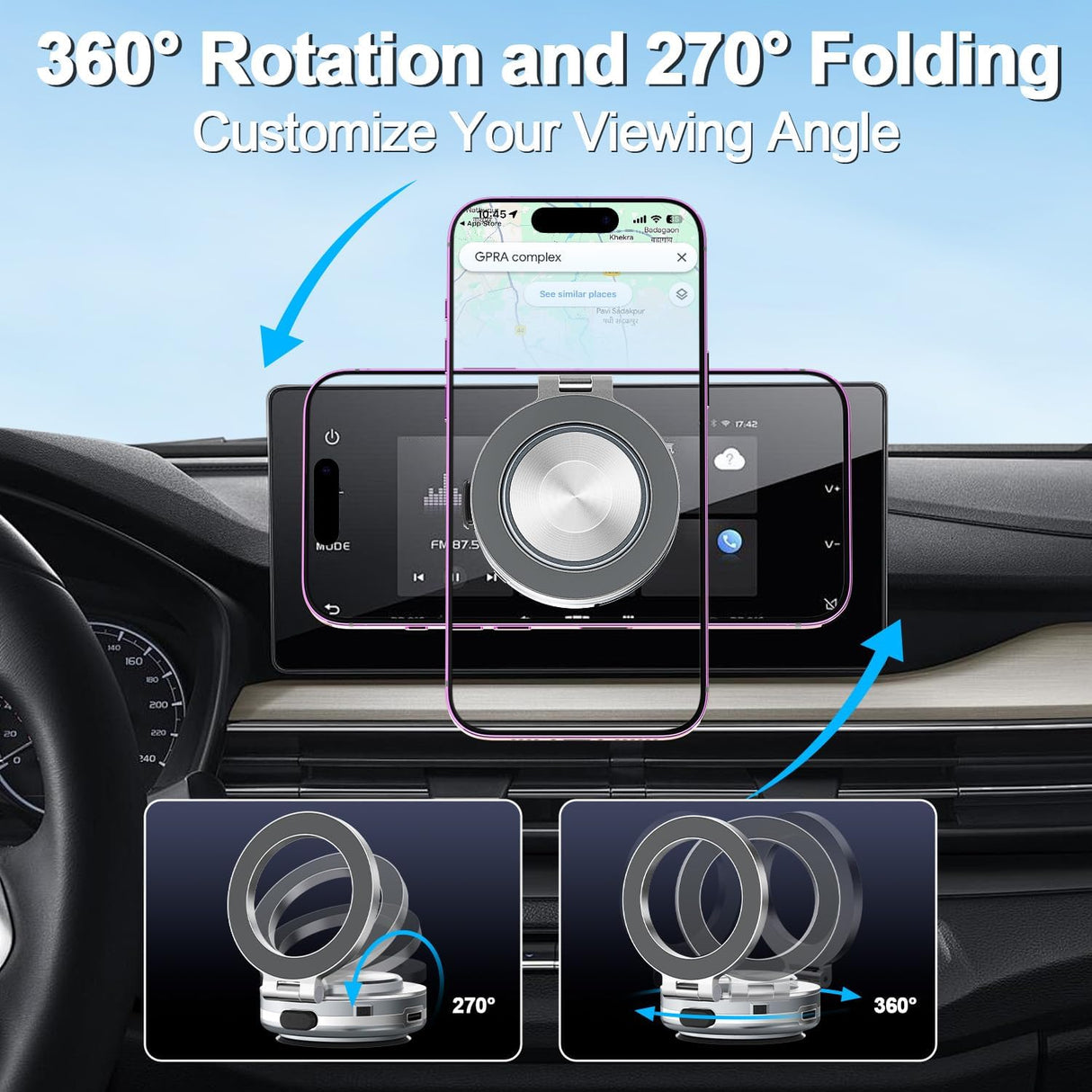 Magnetic Vacuum Suction Phone Holder C1 - 360 Degree Rotatable | Phone Holder | Tradeo Shopping