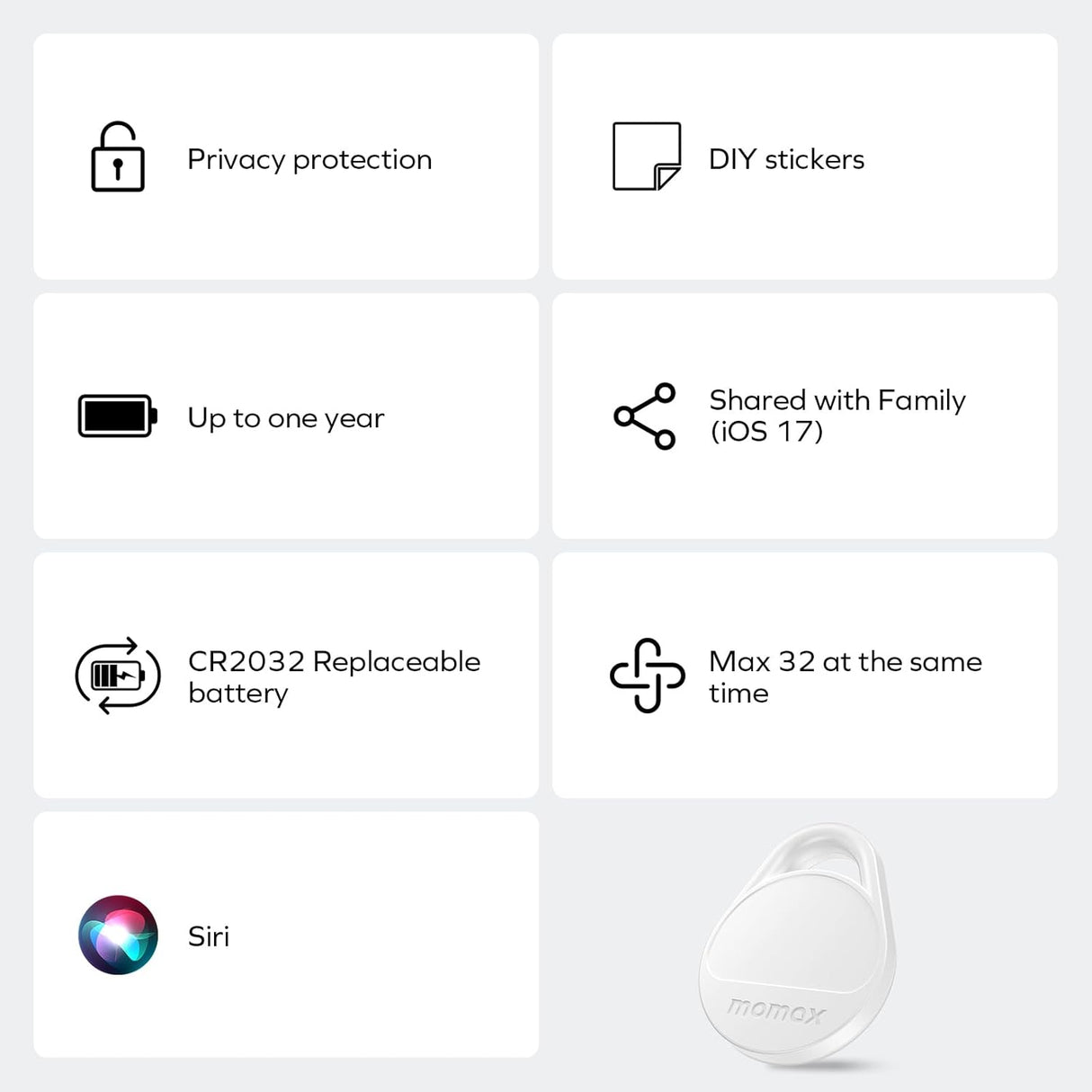 Pinpop Lite Bluetooth Tracker – Smart Item Finder with Apple Find My Support by momax | Tracker | Tradeo Shopping