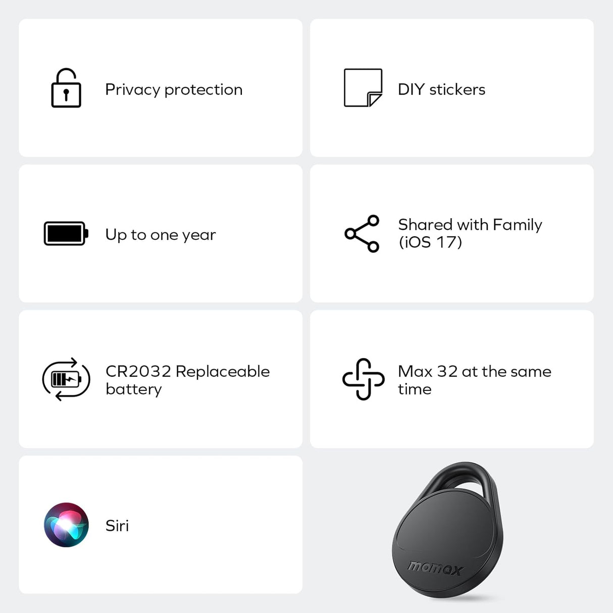 Pinpop Lite Bluetooth Tracker – Smart Item Finder with Apple Find My Support by momax | Tracker | Tradeo Shopping