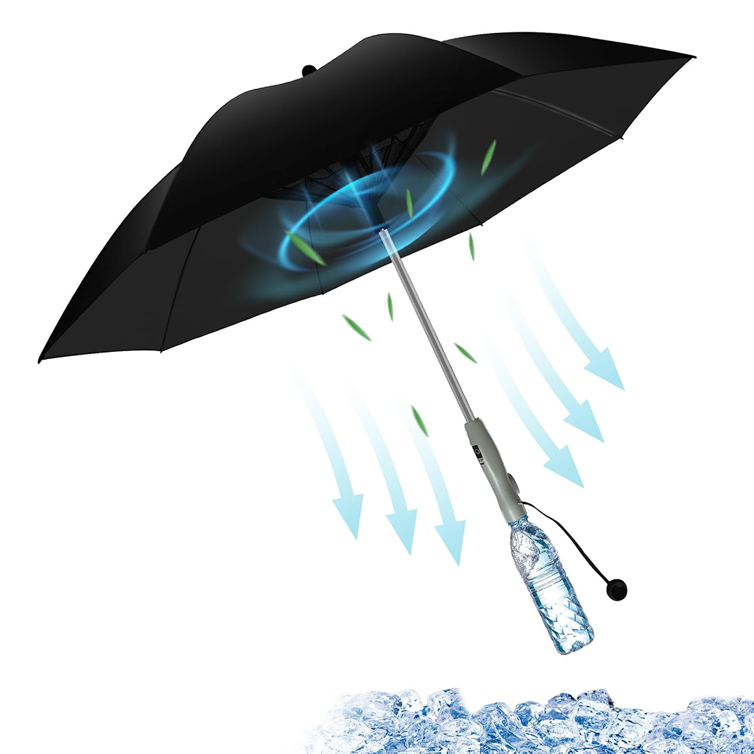 Multi Functional Folding Umbrella with Fan and Sprayer