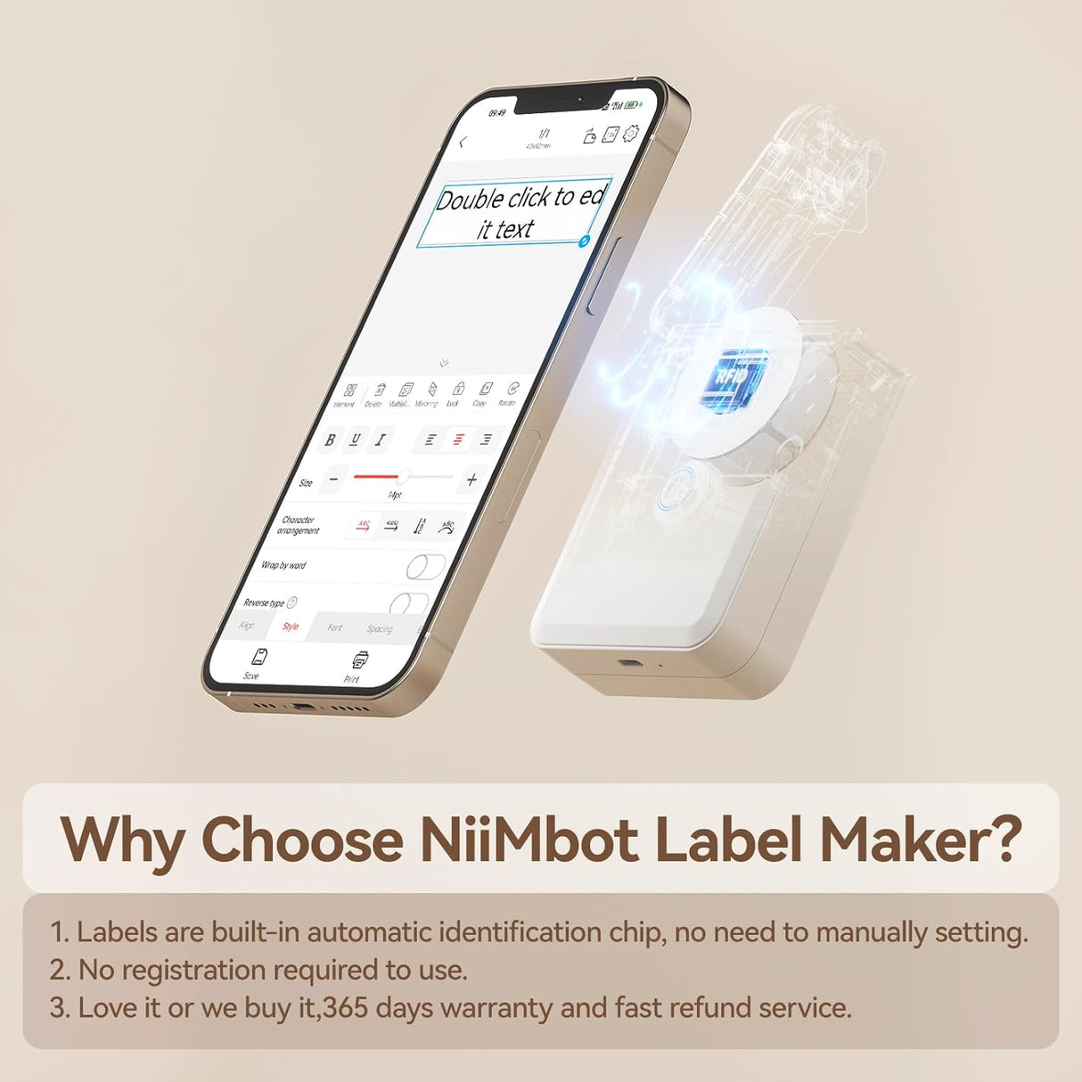 D110 Mini Thermal Label Printer Machine with Tape (1.5 x 3 cm) by NIIMBOT