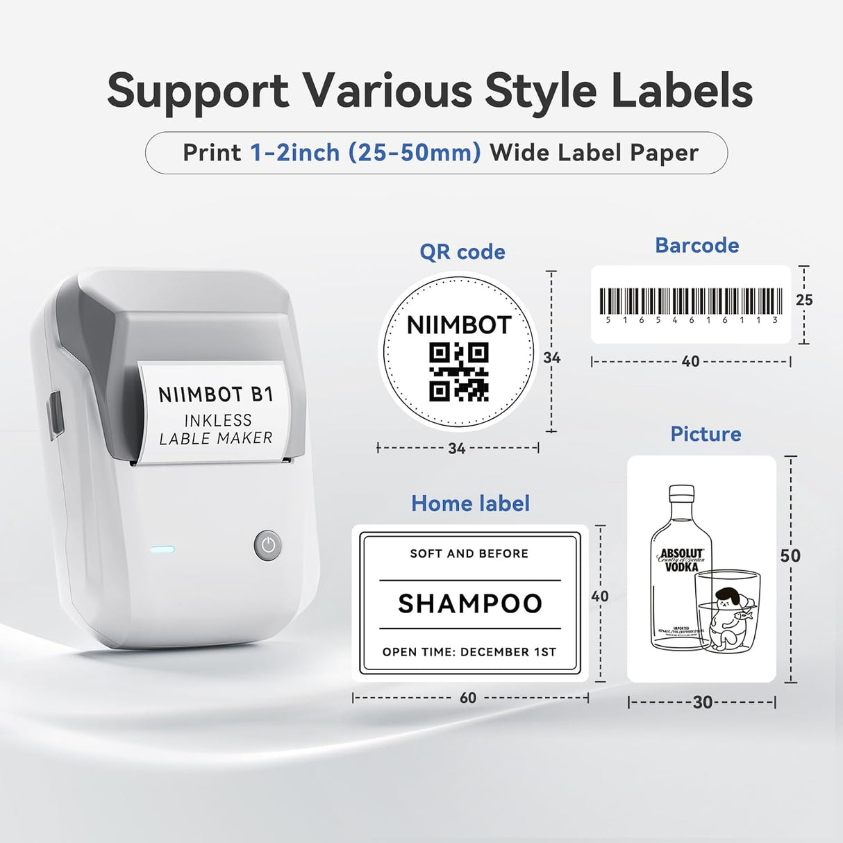 Niimbot B1 Portable Thermal Label Printer 2 inch | Label Printer | Tradeo Shopping