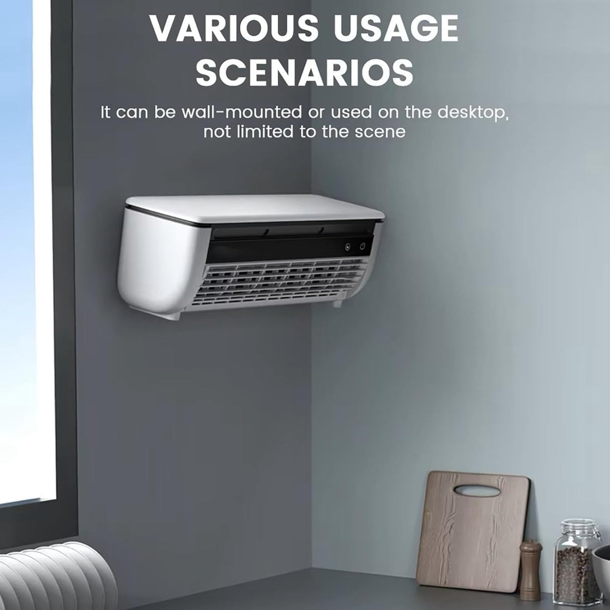 Portable Rechargeable Wall Mounted Mist Air Fan No Drilling