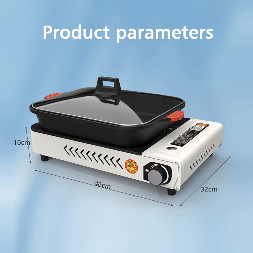 Outdoor Camping Gas Stove with BBQ Grills Grid and Fry Pan