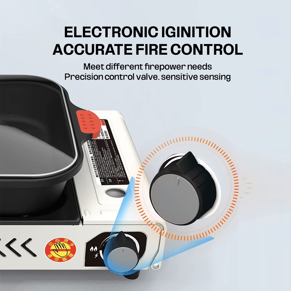 Outdoor Camping Gas Stove with BBQ Grills Grid and Fry Pan
