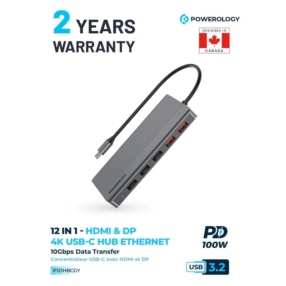 Powerology 12-in-1 USB-C Docking Station