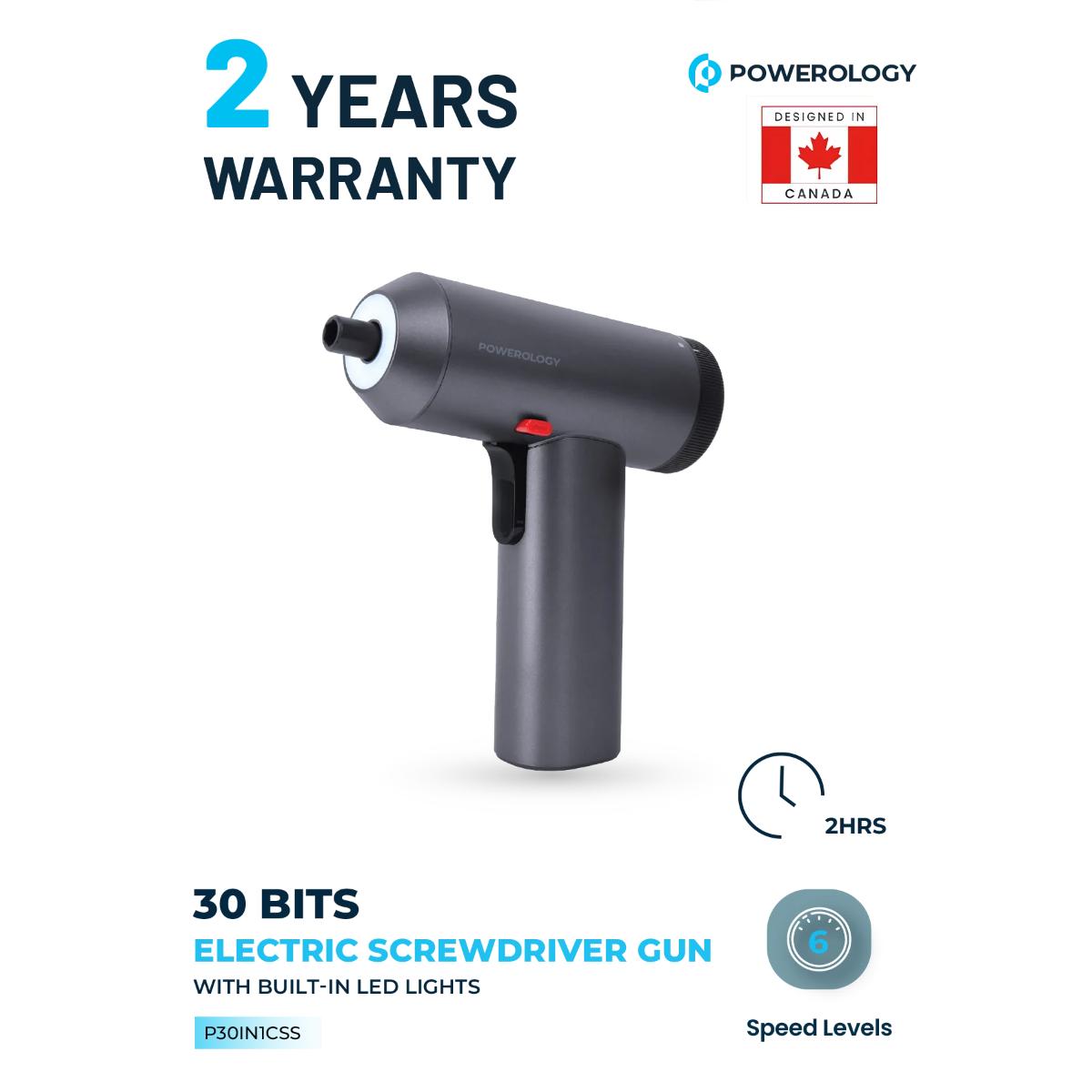 Powerology 30-Piece Rechargeable Electric Screwdriver Kit