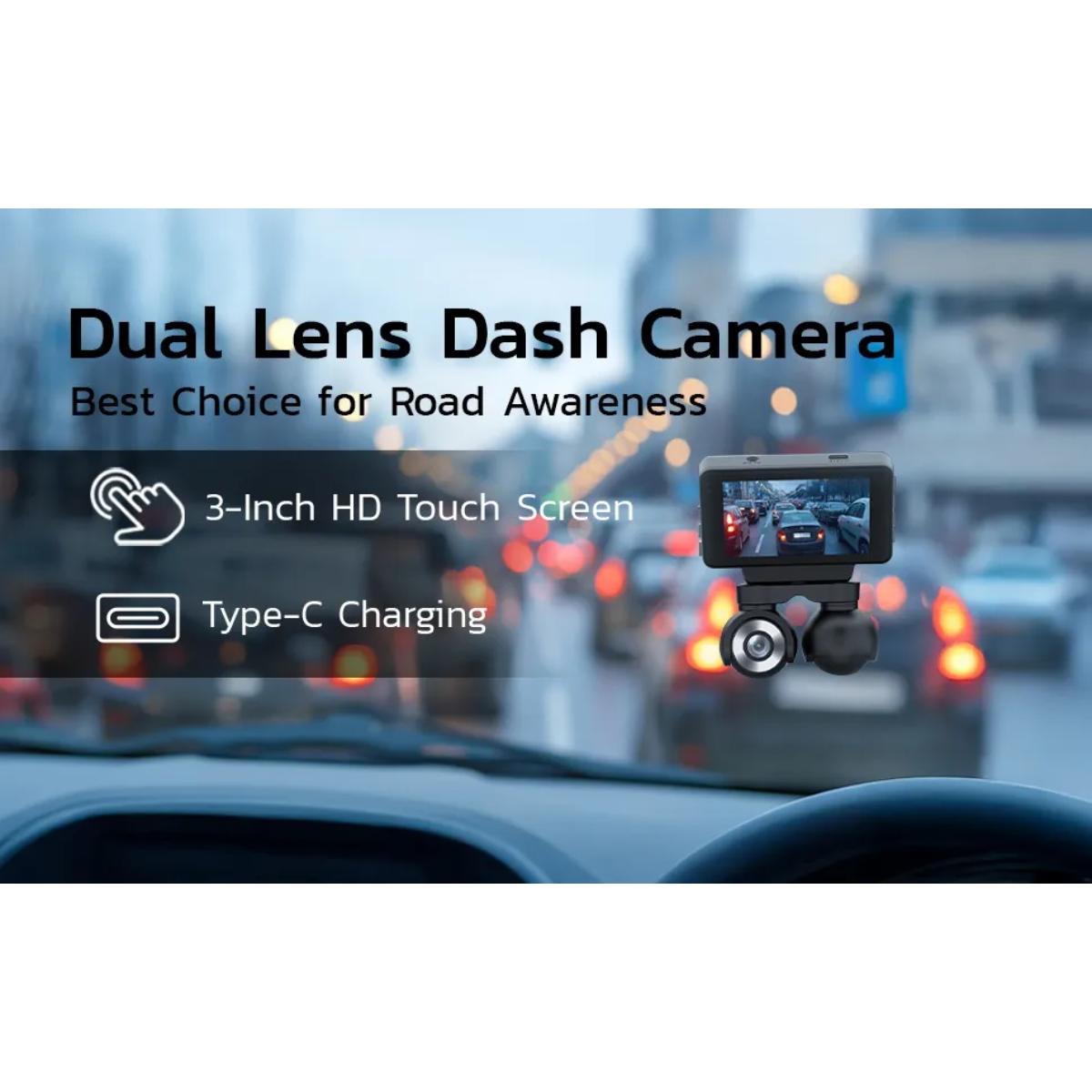 Powerology Dual Lens Dash Camera