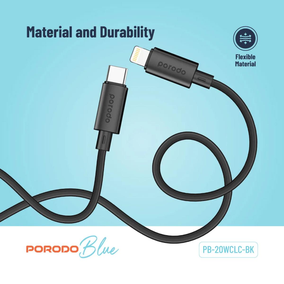 Porodo Blue 27W USB-C to Lightning Cable – 1.2m