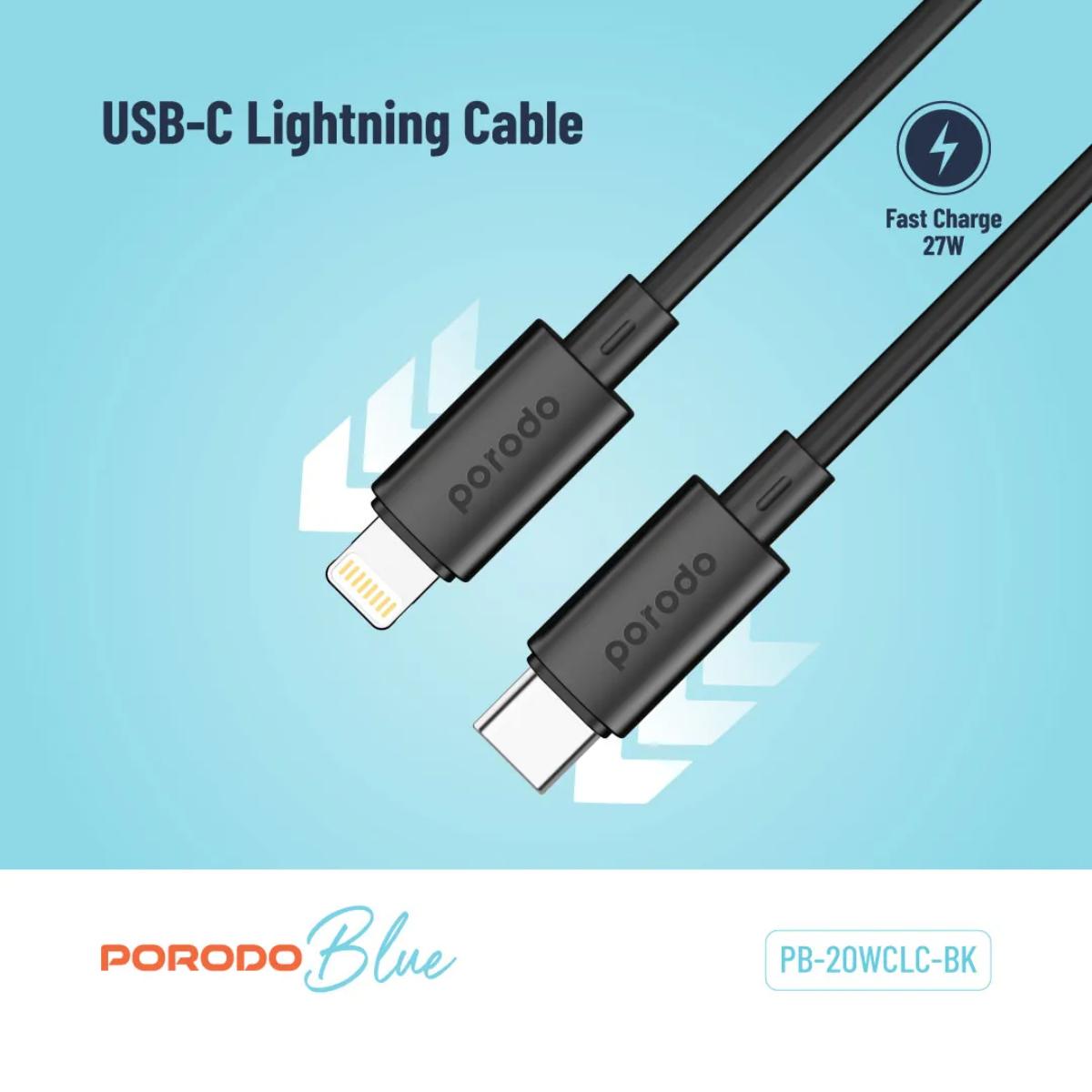 Porodo Blue 27W USB-C to Lightning Cable – 1.2m