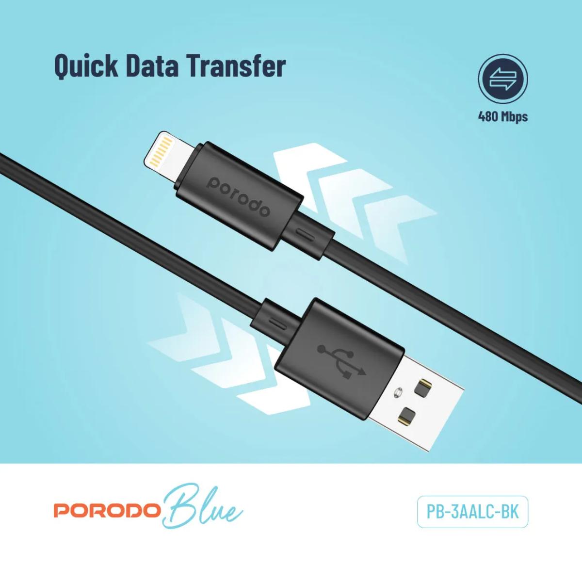 Porodo Blue 3A Fast Charging USB-A to Lightning