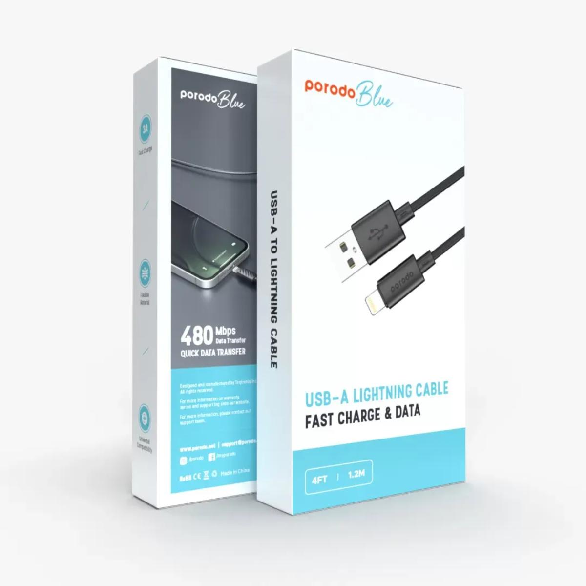 Porodo Blue 3A Fast Charging USB-A to Lightning