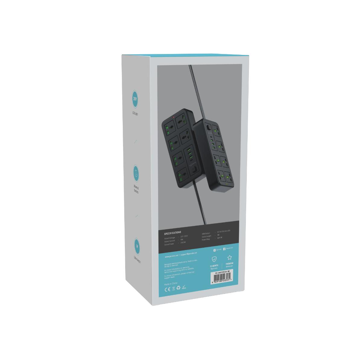 Porodo Blue 6 Universal Sockets Power Strip