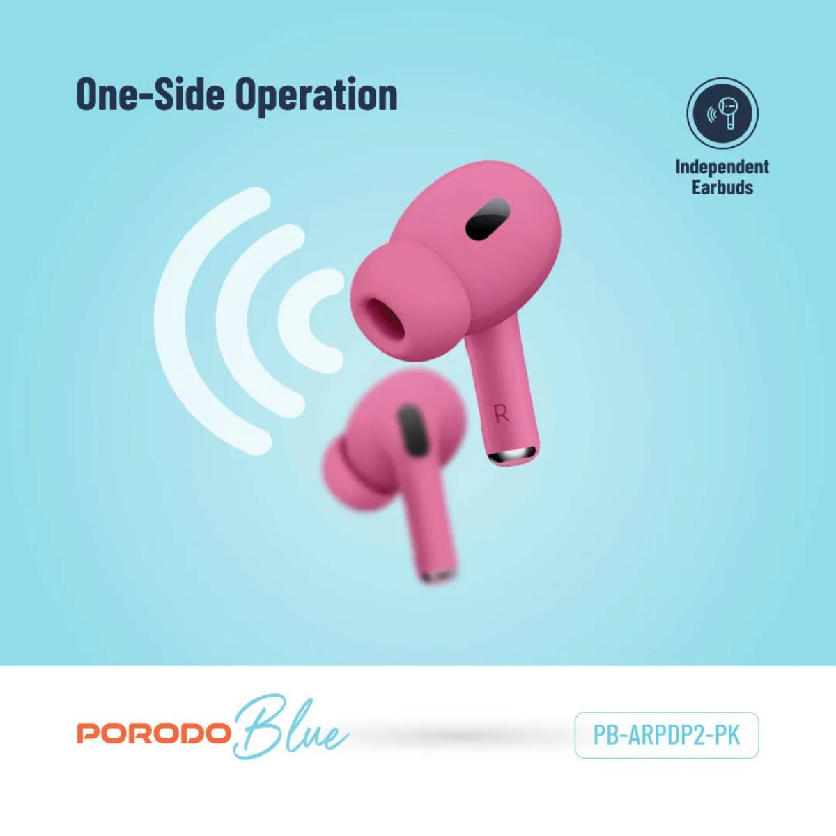Porodo Blue Earbuds Pro 2 With Swipe Volume
