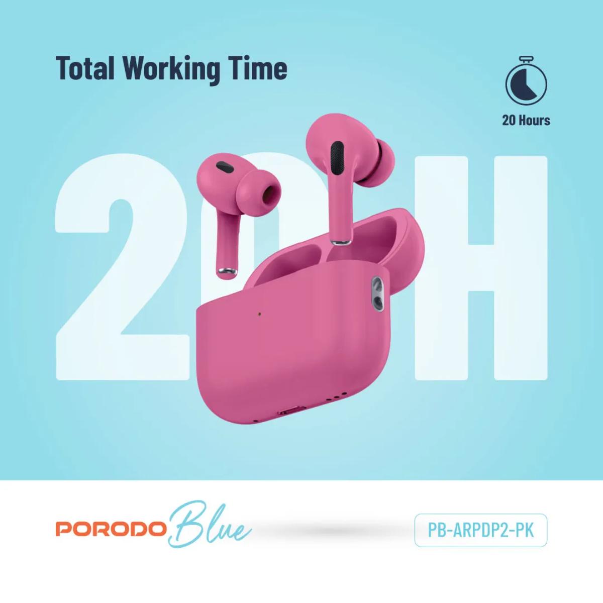 Porodo Blue Earbuds Pro 2 With Swipe Volume