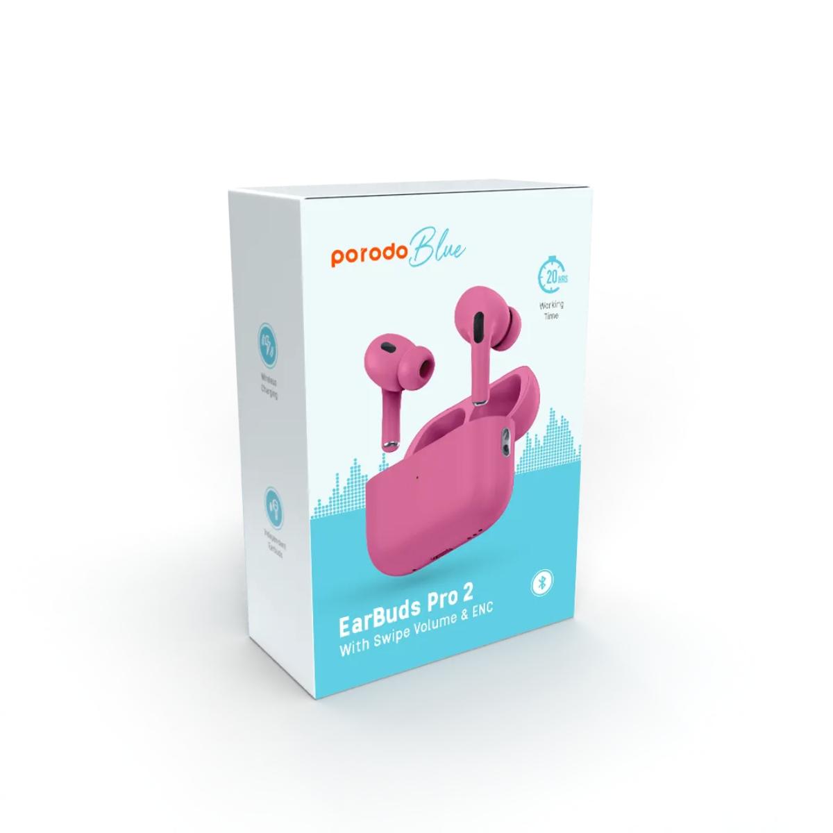 Porodo Blue Earbuds Pro 2 With Swipe Volume