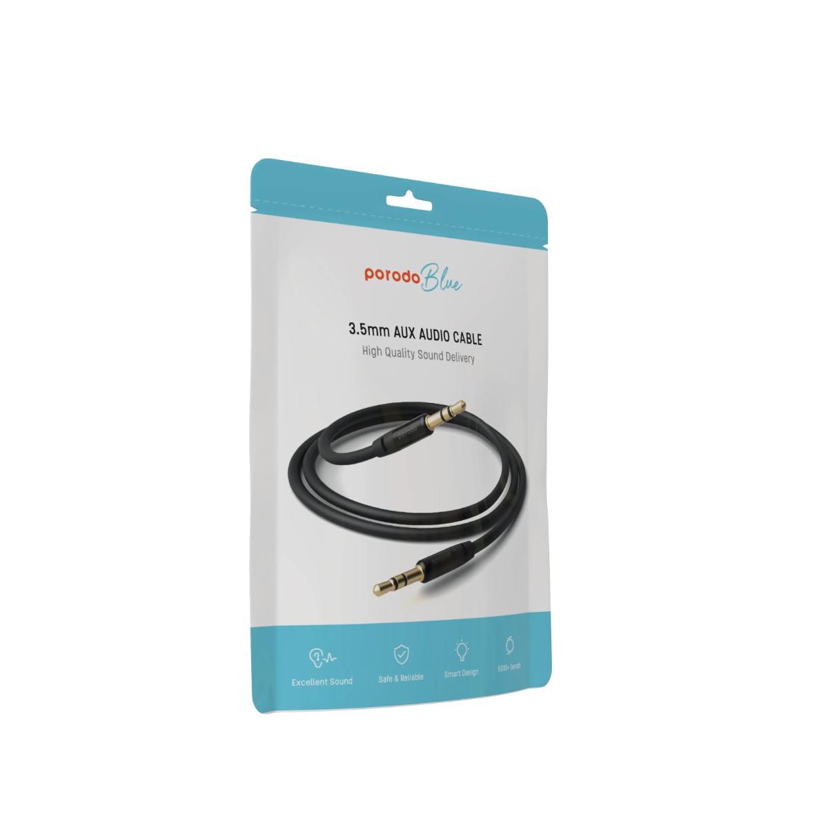 Porodo Blue 3.5mm Metal & PVC Aux Cable