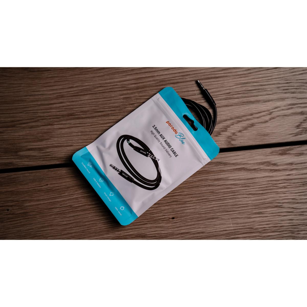 Porodo Blue 3.5mm Metal & PVC Aux Cable