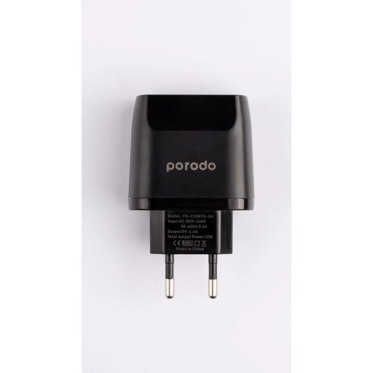 Porodo Blue 2-Port 12W EU Wall Charger