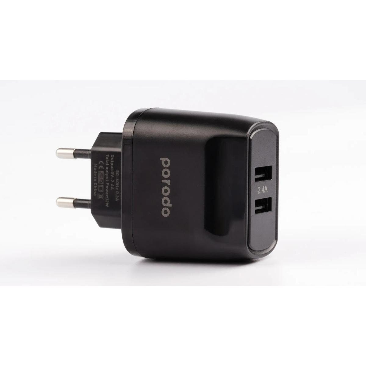 Porodo Blue 2-Port 12W EU Wall Charger