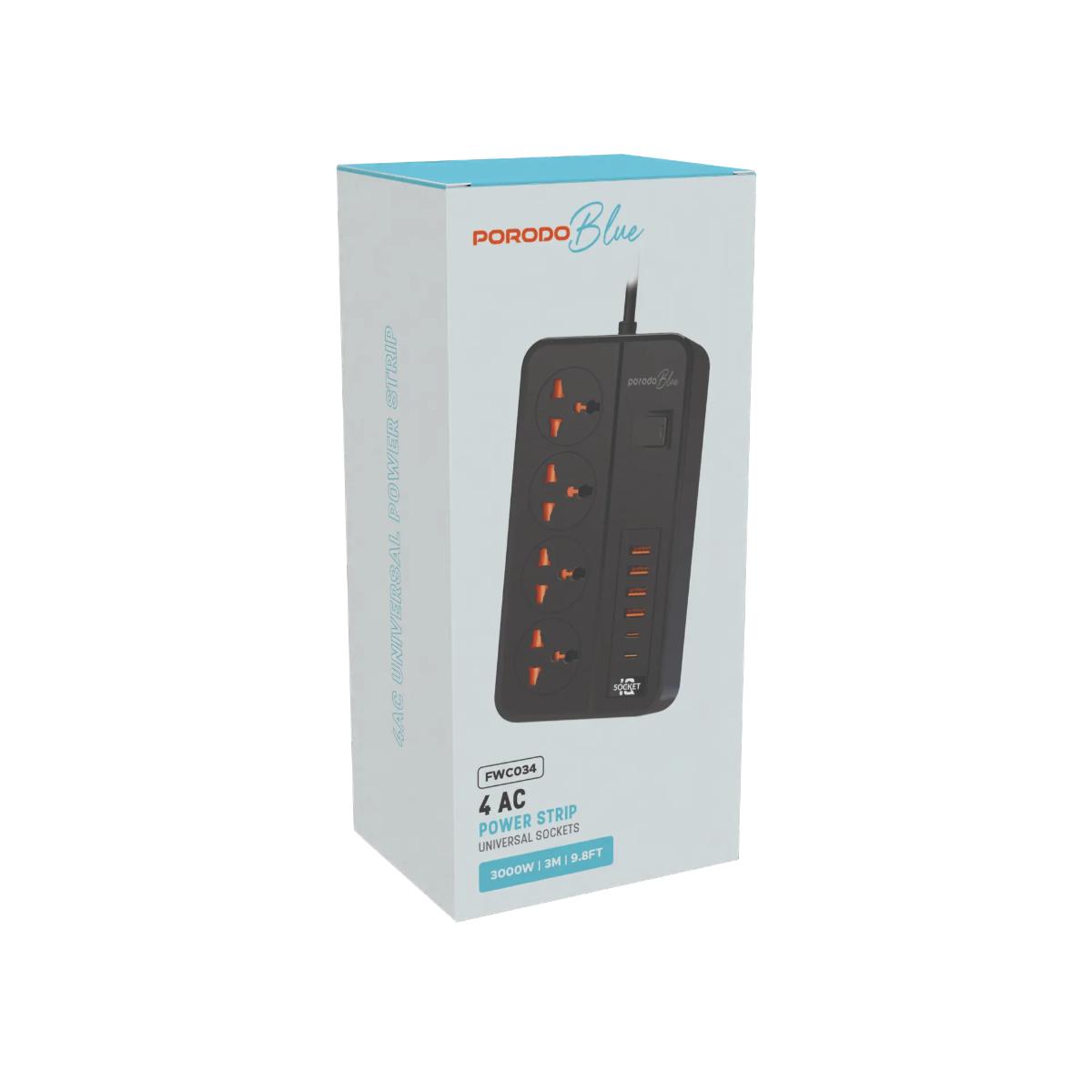 Porodo Blue 4 AC Power Strip