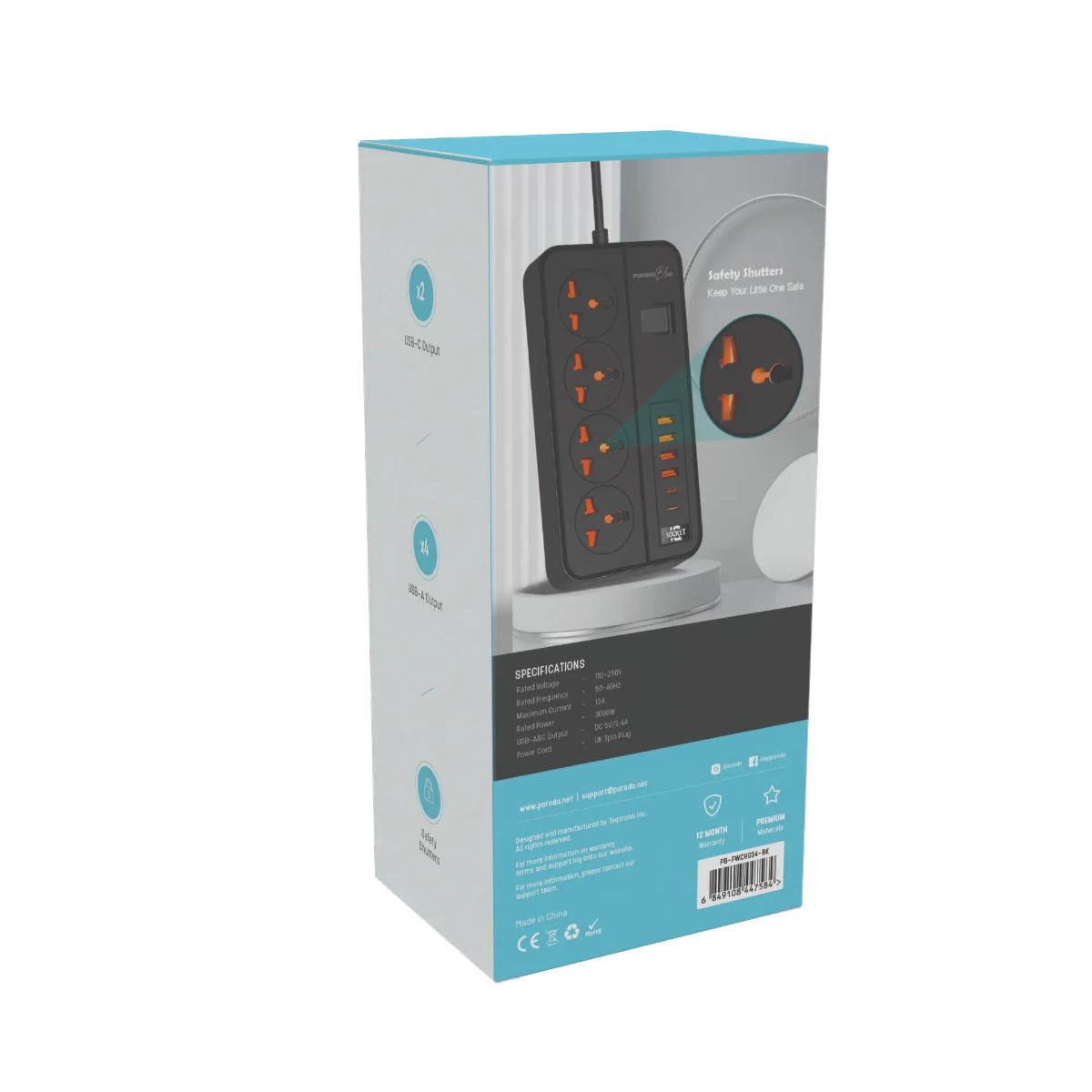 Porodo Blue 4 AC Power Strip