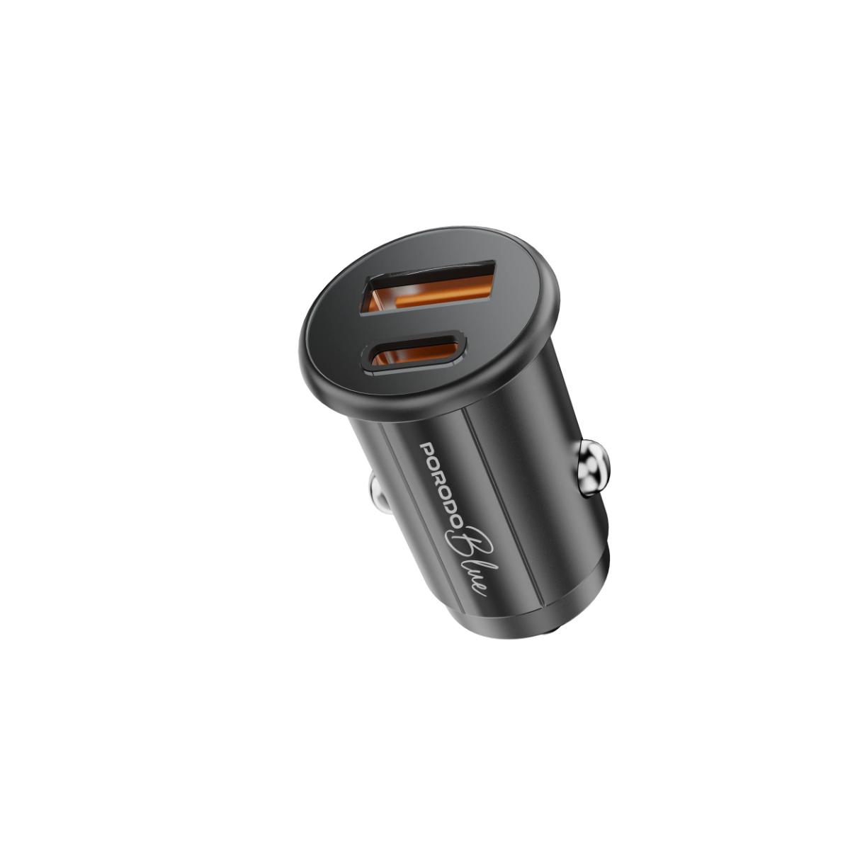 Porodo Blue 30W Dual Port Fast Car Charger