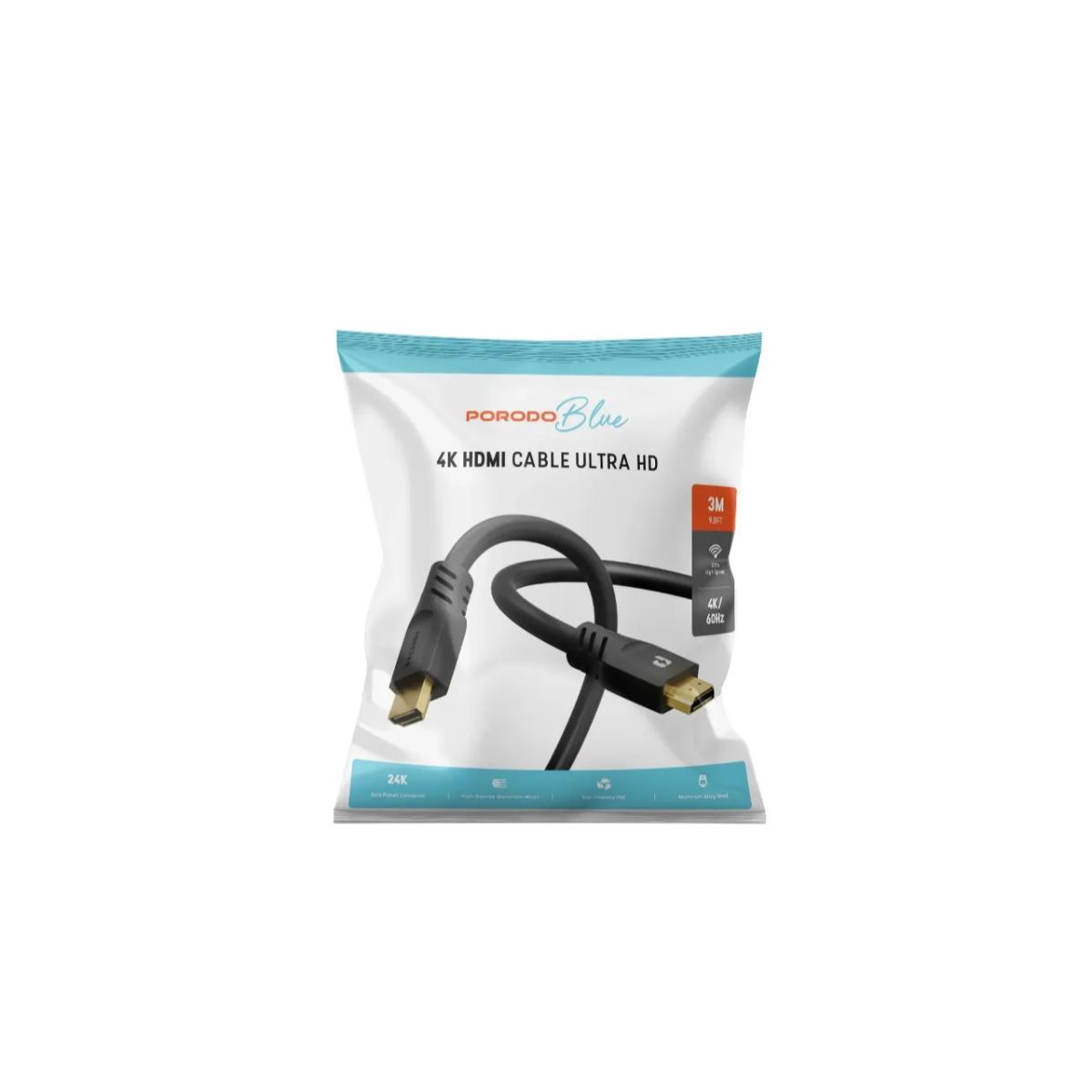Porodo Blue 4K/60Hz HDMI Cable Ultra HD
