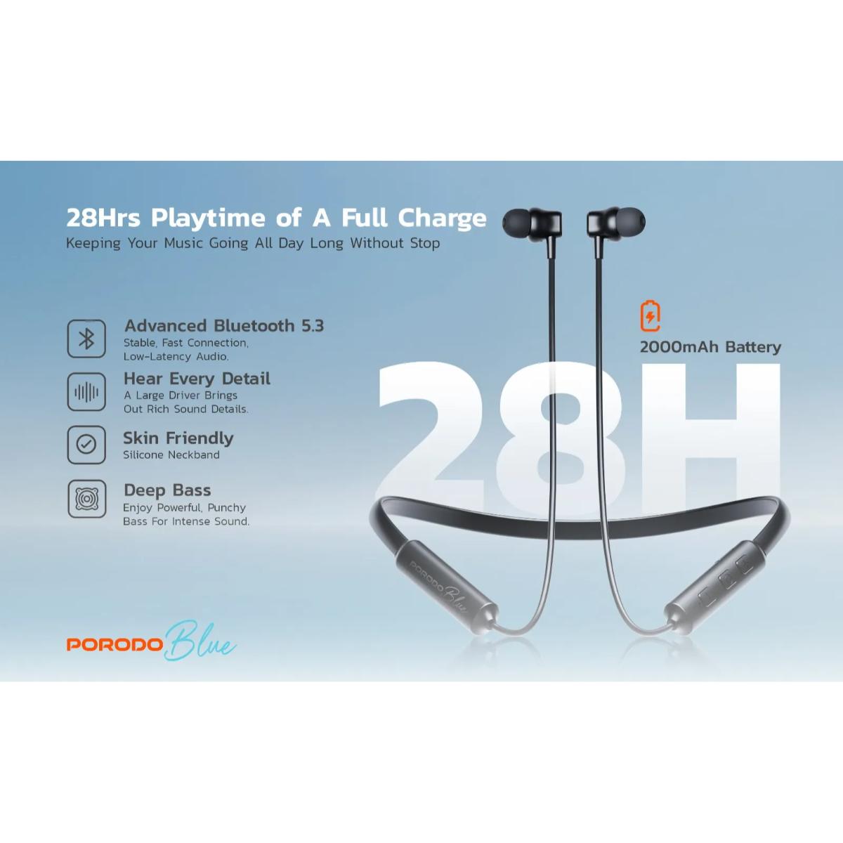 Porodo Blue ENC Neckband In-Ear Earphones