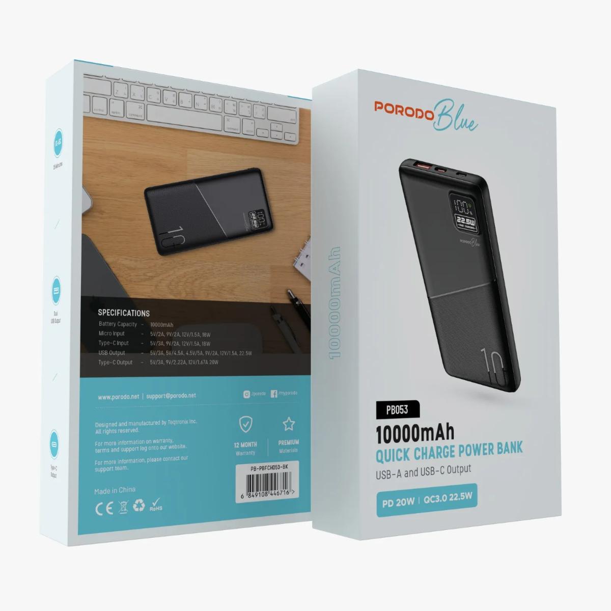 Porodo Blue  Fast Charging Power Bank