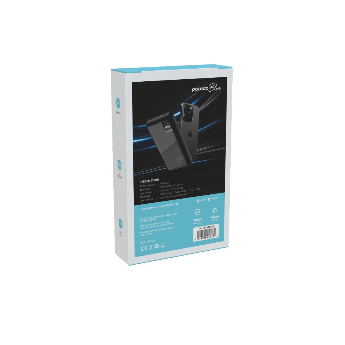 Porodo Blue 20000mAh Fast Charging Portable Charger
