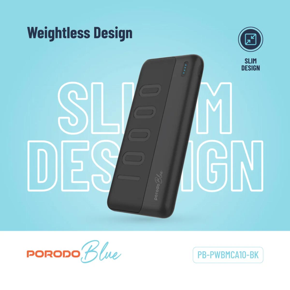 Porodo Blue 10000 mAh Slim Powerbank