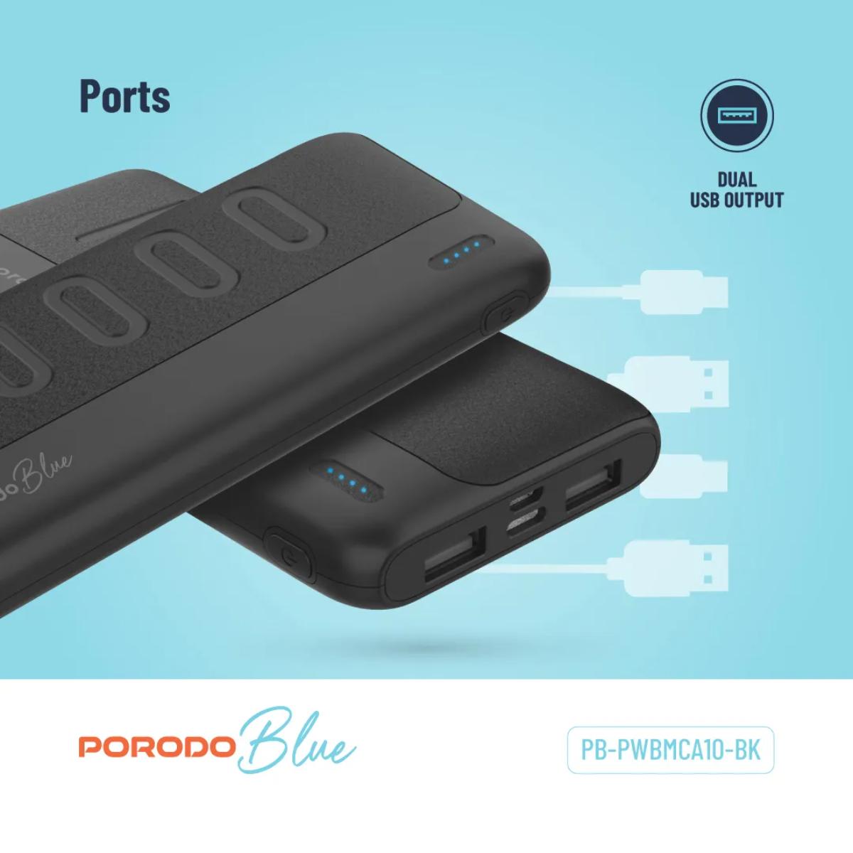 Porodo Blue 10000 mAh Slim Powerbank