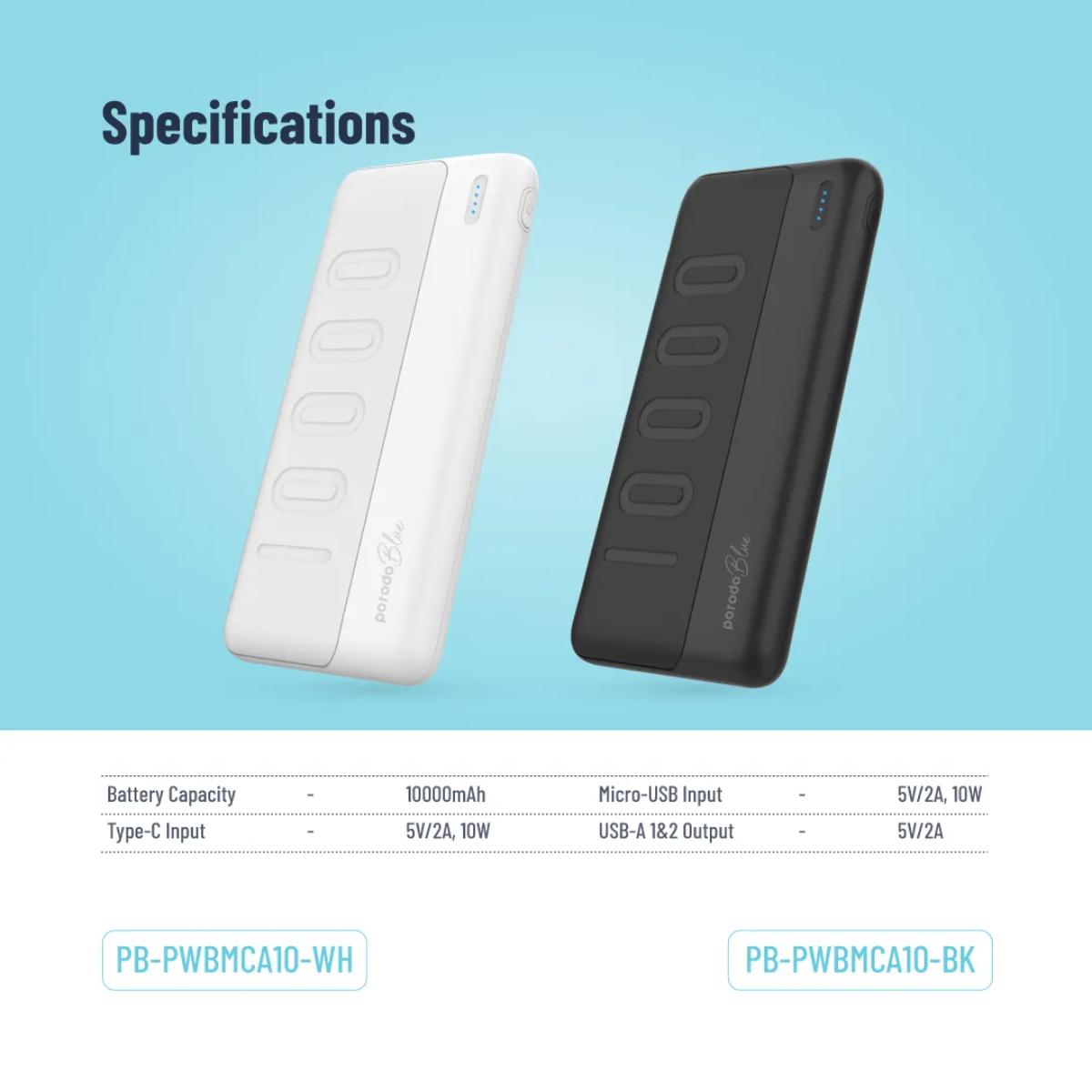 Porodo Blue 10000 mAh Slim Powerbank