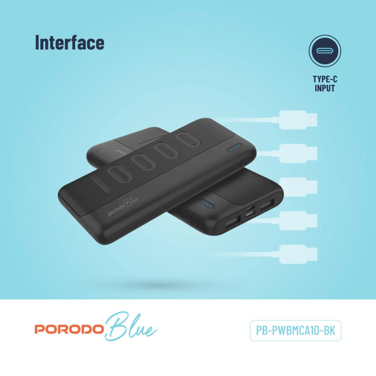 Porodo Blue 10000 mAh Slim Powerbank