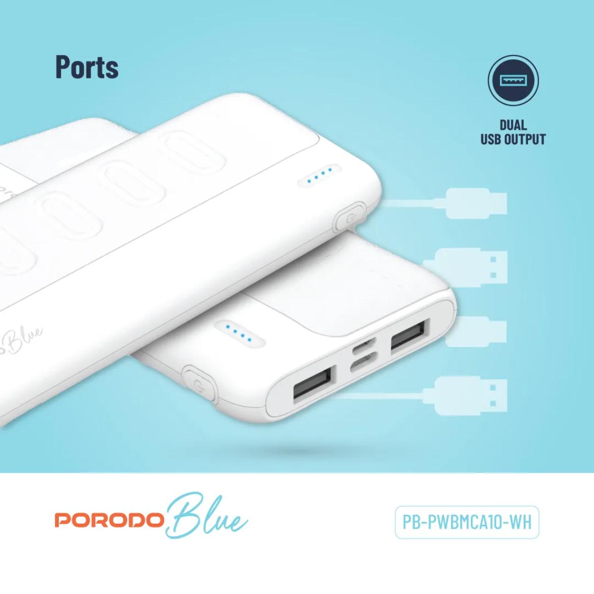 Porodo Blue 10000 mAh Slim Powerbank