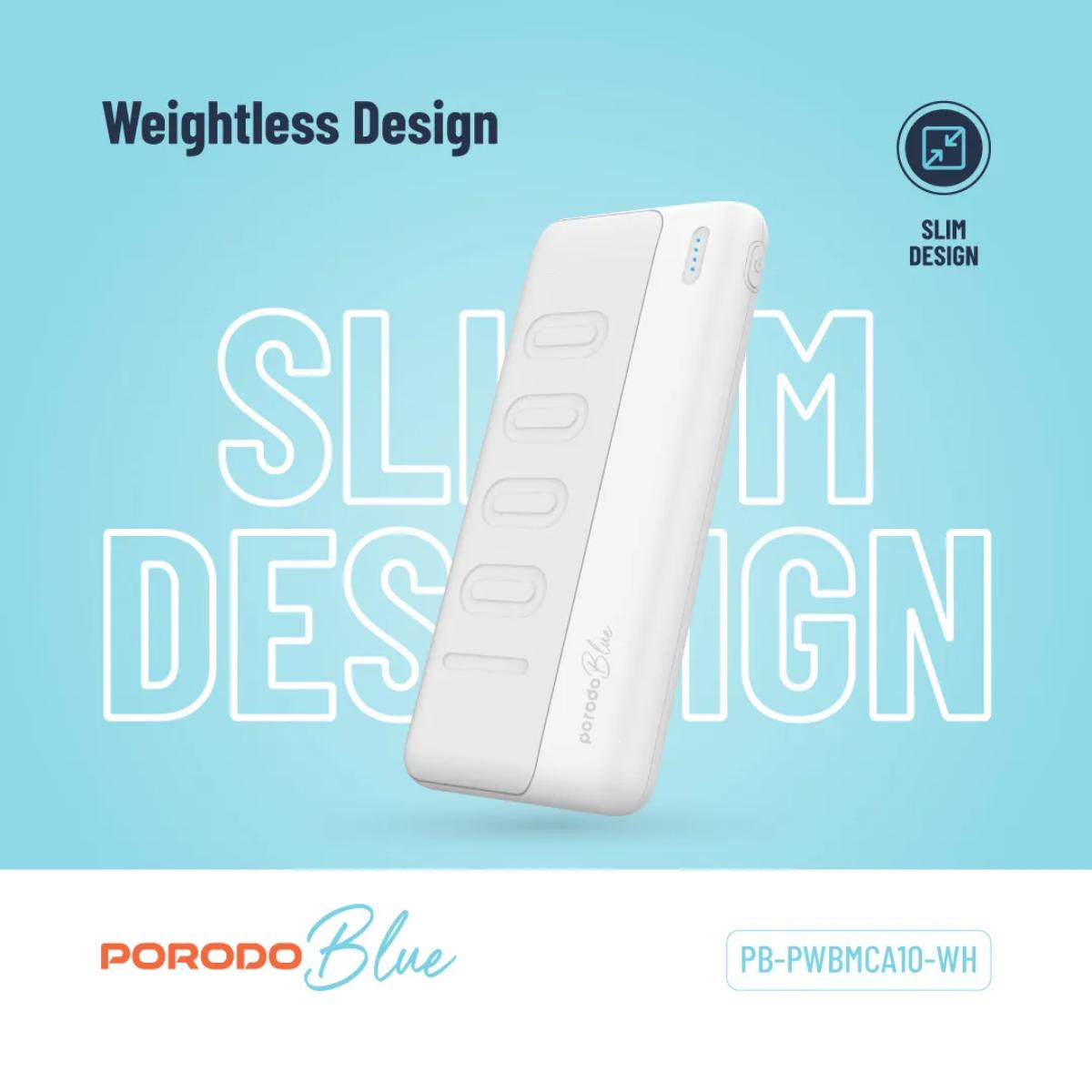 Porodo Blue 10000 mAh Slim Powerbank