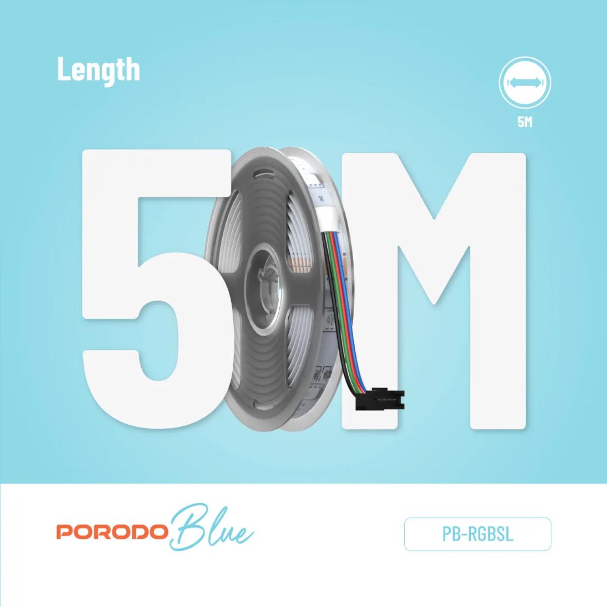 Porodo Blue 5M Smart RGB LED Strip Light