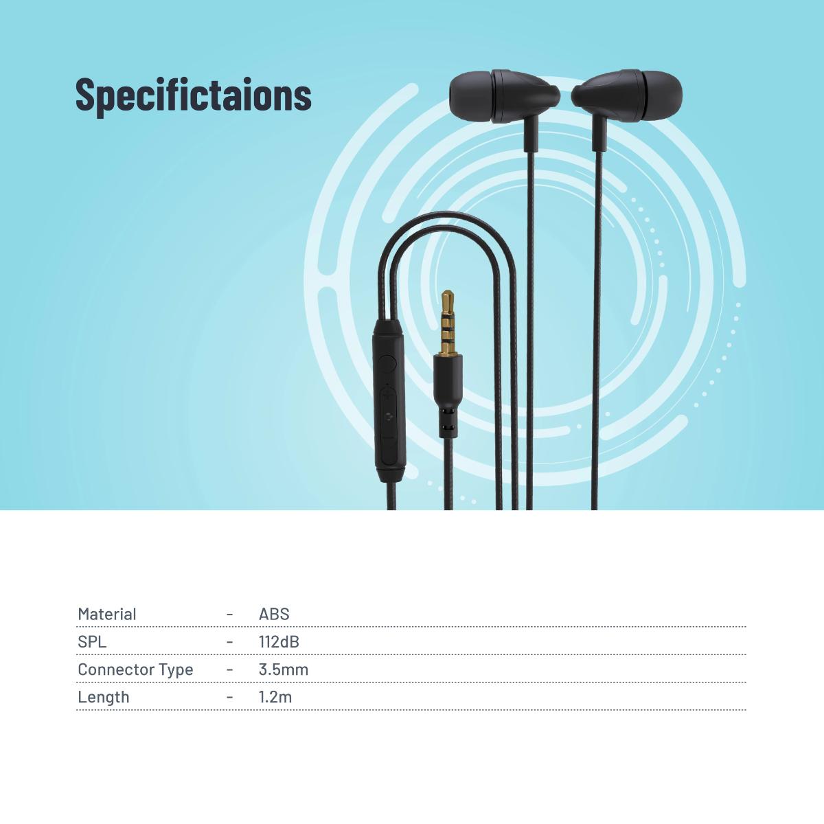 Porodo Blue Stereo Earphones