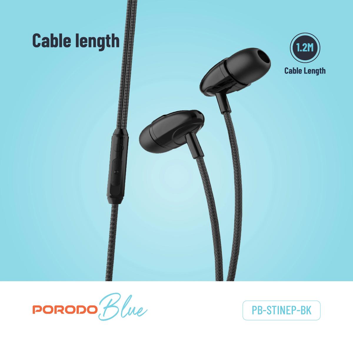 Porodo Blue Stereo Earphones