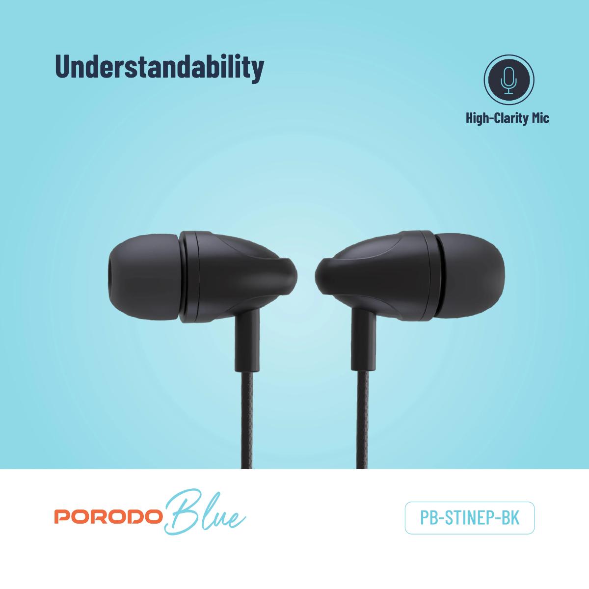 Porodo Blue Stereo Earphones