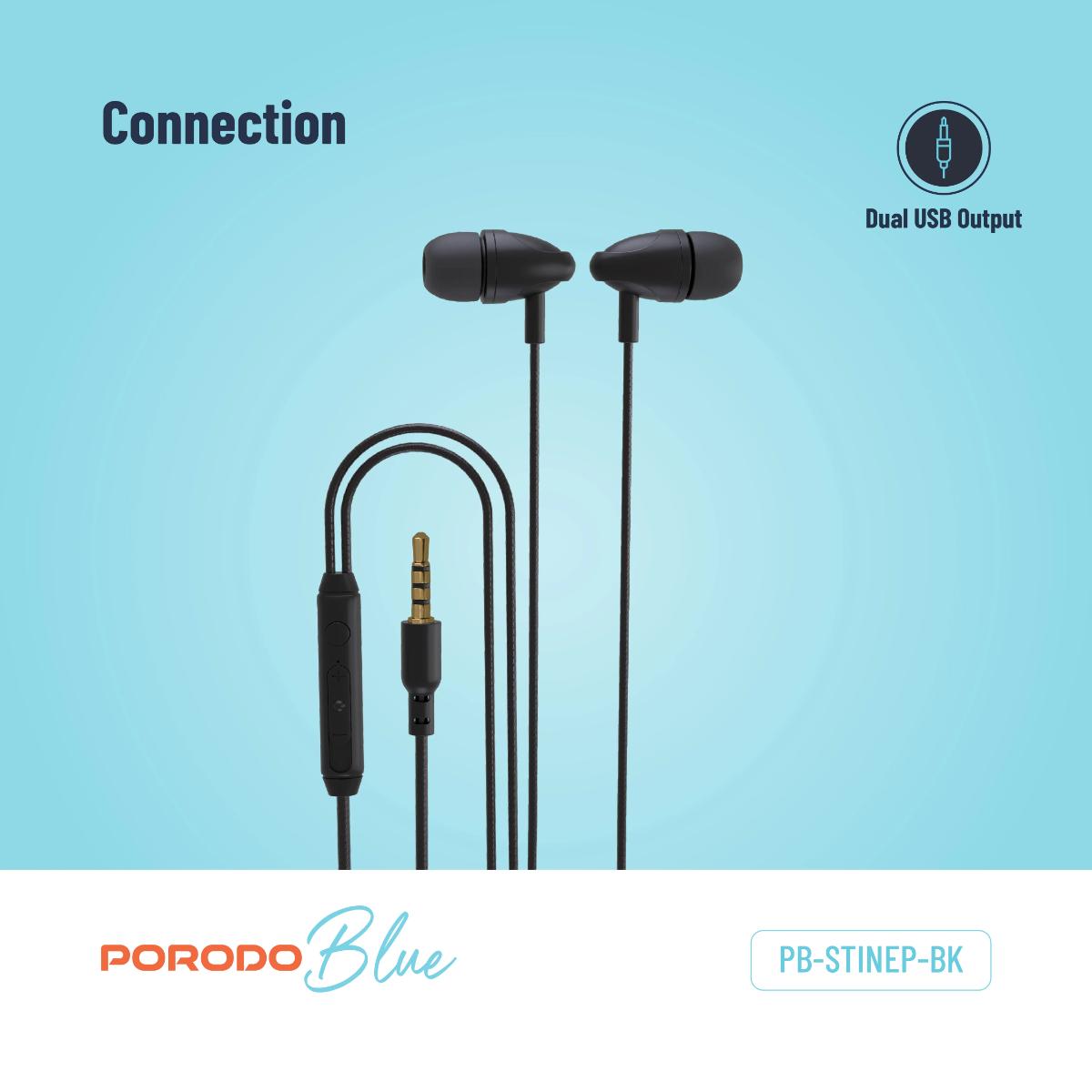 Porodo Blue Stereo Earphones