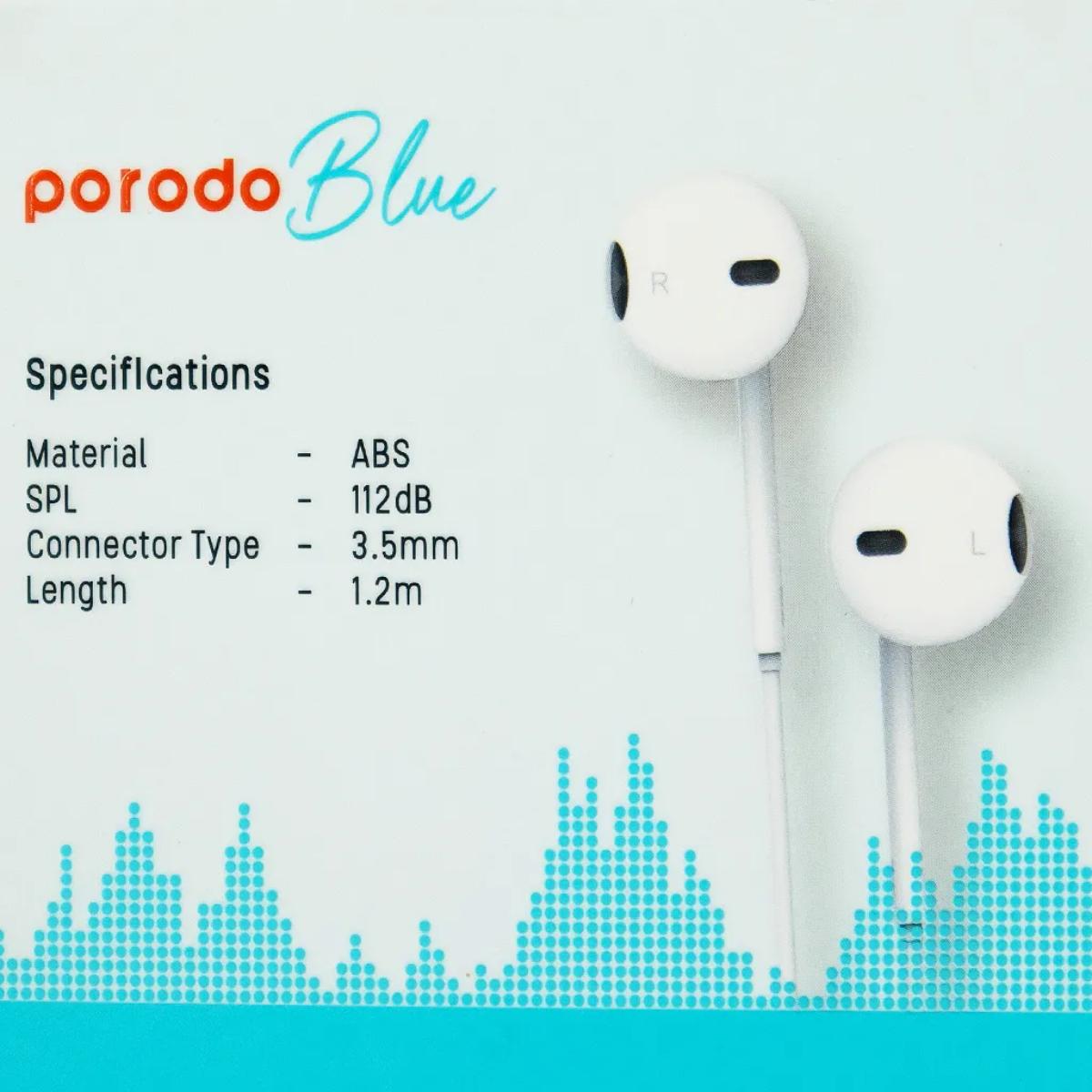 Porodo Blue Stereo Earphones