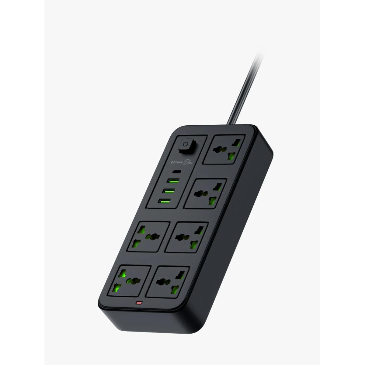 Porodo Blue 6 Universal Sockets Power Strip