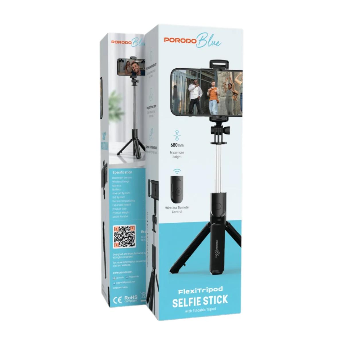 Porodo Blue Flexi Bluetooth Tripod Selfie Stick